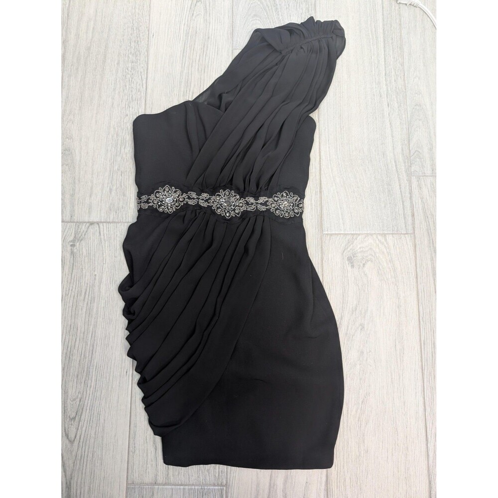 Pearl by Georgina Chapman Black One Shoulder Beaded Dress‎ 2